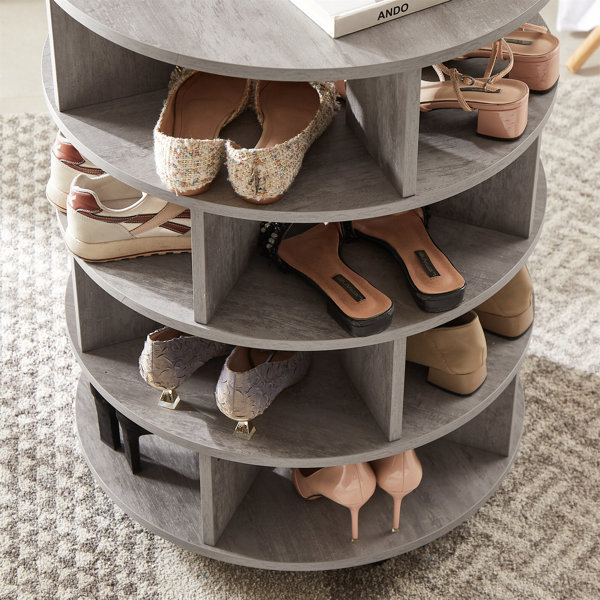 Latitude Run® 4Tier 16 Paris Revolving Lazy Susan Shoe Rack Storage